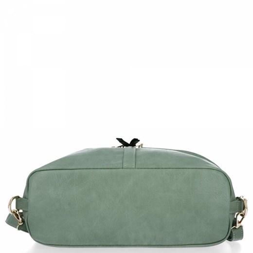 Shopper bag Bee Bag ze skóry ekologicznej bez dodatków zielona duża elegancka matowa na ramię 