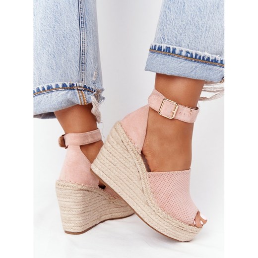 Espadryle damskie Msmg zamszowe na koturnie 