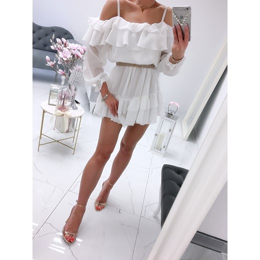 Sukienka hiszpanka Camilla biała A456 Excellence ONE SIZE Charlotte Fashion