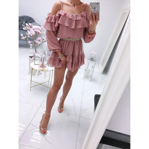 Sukienka hiszpanka Camilla pudrowa A457 Excellence ONE SIZE Charlotte Fashion