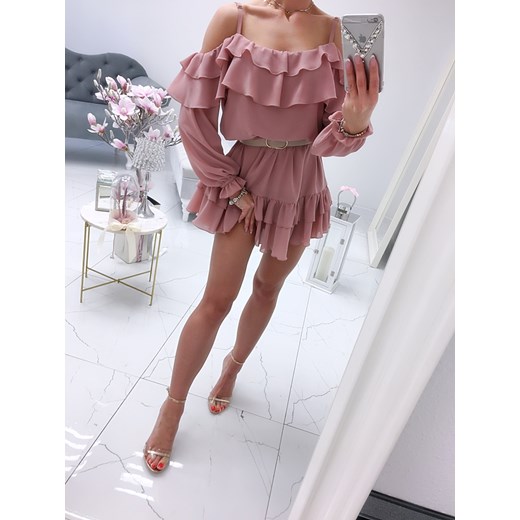 Sukienka hiszpanka Camilla pudrowa A457 Excellence ONE SIZE Charlotte Fashion