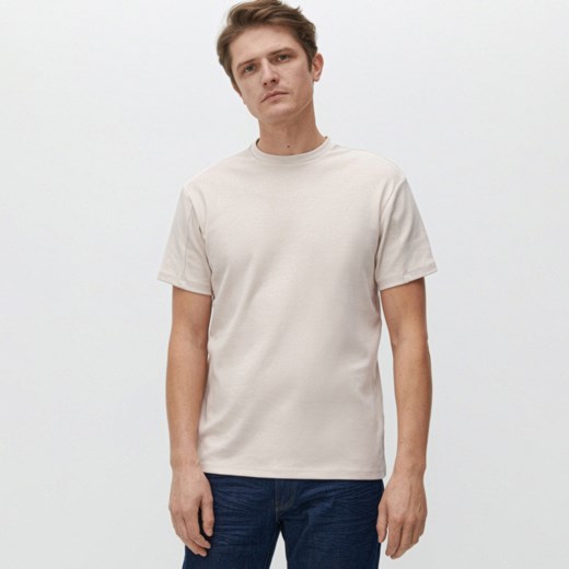 Reserved - Gładki T-shirt z bawełny organicznej - Beżowy Reserved L okazja Reserved