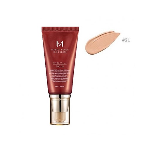 Missha krem BB No. 21 M Perfect Cover z wysoką ochroną UV odcień Light Beige SPF42/PA+++ 50 ml Missha larose