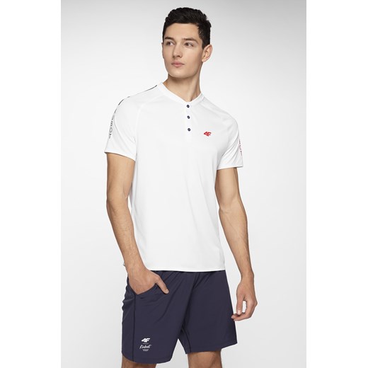Koszulka polo męska do tenisa TSMF403 - biały XL wyprzedaż 4F