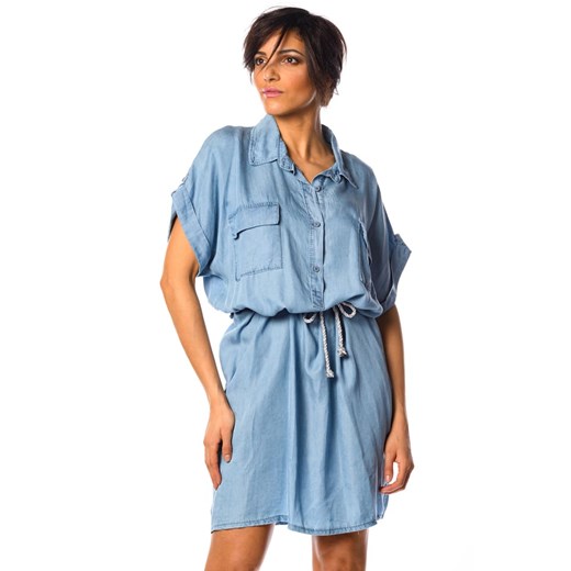 La Fabrique Du Jean sukienka luźna niebieska dzienna mini wiosenna koszulowa 