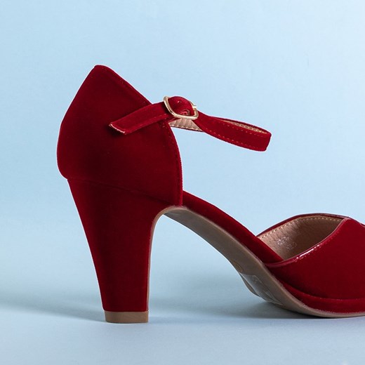 Czerwone damskie sandały na słupku Idela - Obuwie Royalfashion.pl 39 royalfashion.pl