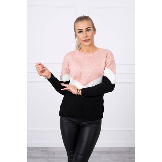 Sweater with geometric patterns powder pink+black Kesi One size Factcool