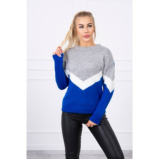 Sweater with geometric patterns gray+mauve-blue Kesi One size Factcool