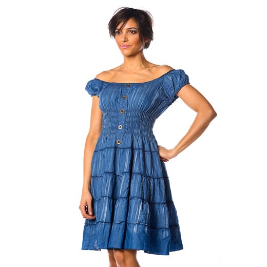 Sukienka La Fabrique Du Jean mini z okrągłym dekoltem niebieska na co dzień 