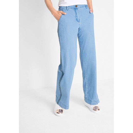 Szerokie spodnie bawełniane z materiału w optyce dżinsu Loose Fit | bonprix 48 bonprix