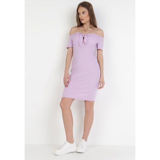 Liliowa Sukienka Bolimei S/M Born2be Odzież