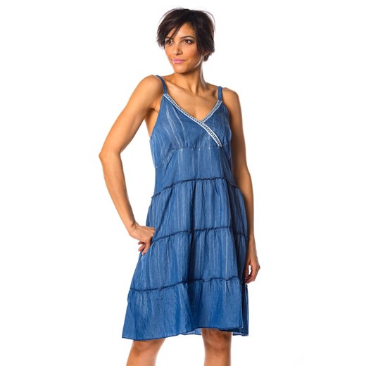 Sukienka La Fabrique Du Jean niebieska na ramiączkach bawełniana 