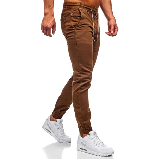 Brązowe spodnie joggery męskie Denley CT8808 30/S Denley promocja