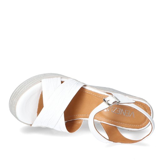 Espadryle damskie Venezia na koturnie ze skóry 