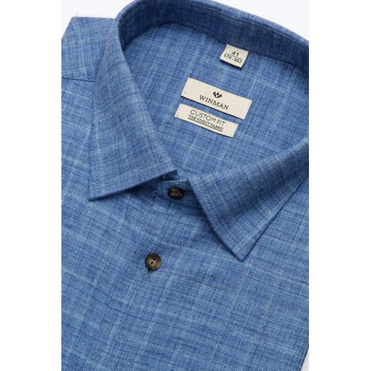 Niebieska koszula w rozmytą kratę Winman WINBERG F2965 L custom fit Recman 176/182/41 Eye For Fashion