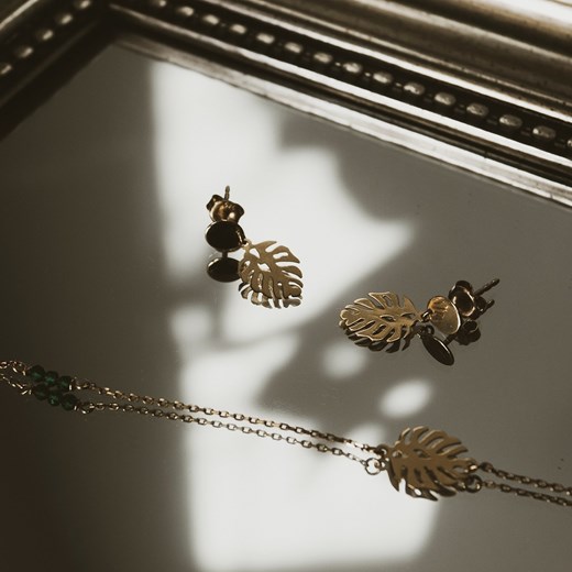 srebrny pozłacany komplet biżuterii - kolczyki, bransoletka i naszyjnik Irbis.style Uniwersalny irbis.style