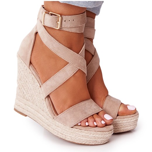 Espadryle damskie Msmg z klamrą skórzane