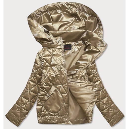 Metaliczna kurtka damska z kapturem złota (2021-01) ze sklepu goodlookin.pl w kategorii Kurtki damskie - zdjęcie 111859348