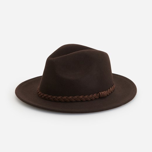Reserved - Wełniany kapelusz z dekoracyjnym paskiem - Brązowy Reserved M okazyjna cena Reserved