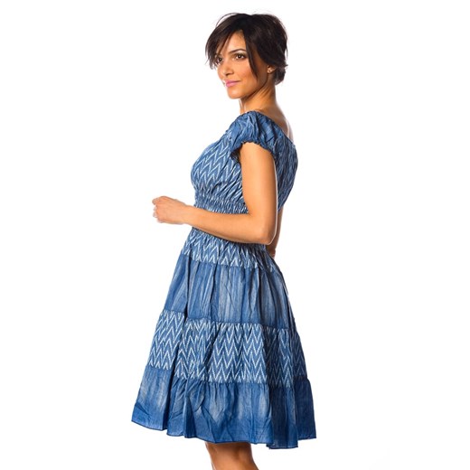 Niebieska sukienka La Fabrique Du Jean na co dzień z krótkimi rękawami 