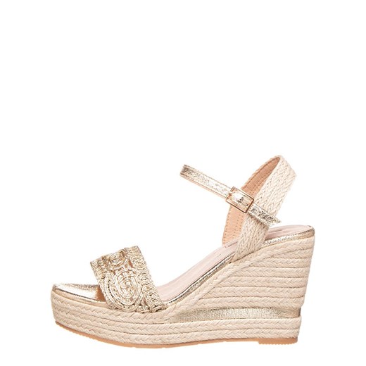 Espadryle damskie Café Noir z klamrą na koturnie