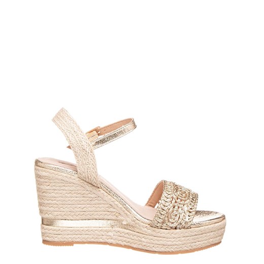 Espadryle damskie Café Noir z klamrą na lato eleganckie skórzane