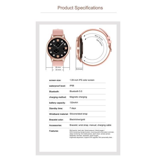SMARTWATCH PACIFIC 18-2 + dodatkowy PASEK (zy697b) Pacific TAYMA