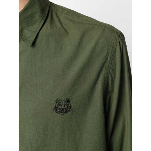 Kenzo koszula męska z długim rękawem zielona z kołnierzykiem button down 