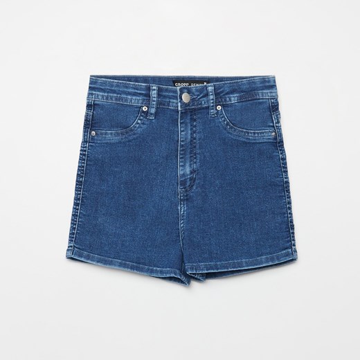 Cropp - Jeansowe szorty high waist - Niebieski Cropp 32 Cropp