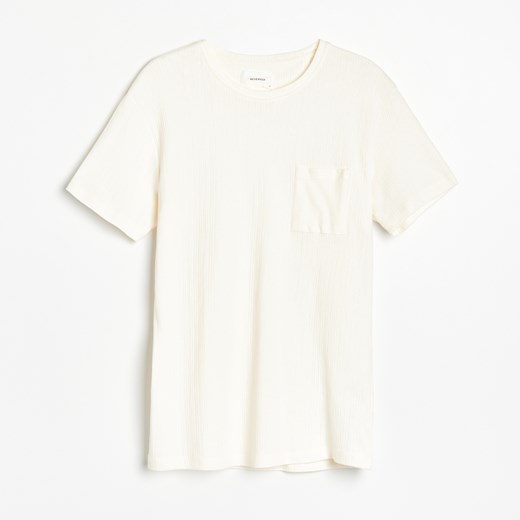 Reserved - Bawełniany T-shirt z kieszonką - Beżowy Reserved XL Reserved