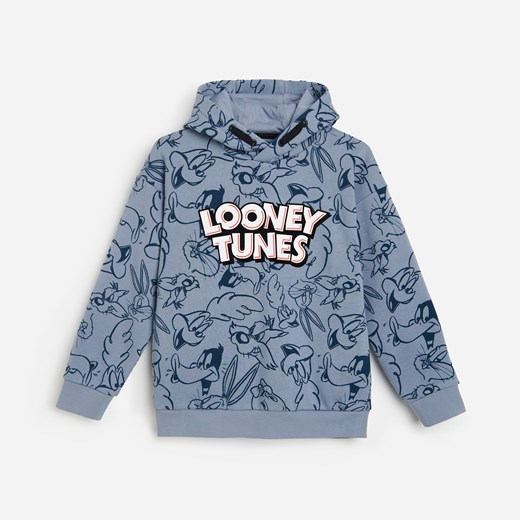 Reserved - Bluza z kapturem Looney Tunes - Niebieski Reserved 134 promocyjna cena Reserved