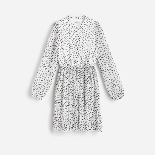 Reserved - Wzorzysta sukienka ze stójką - Biały Reserved 158 promocyjna cena Reserved
