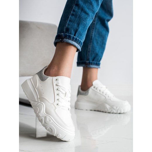 Buty sportowe damskie CzasNaButy sneakersy sznurowane białe 
