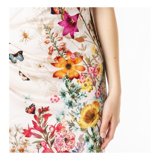Sukienka Cavalli Class mini bez rękawów w kwiaty z okrągłym dekoltem 
