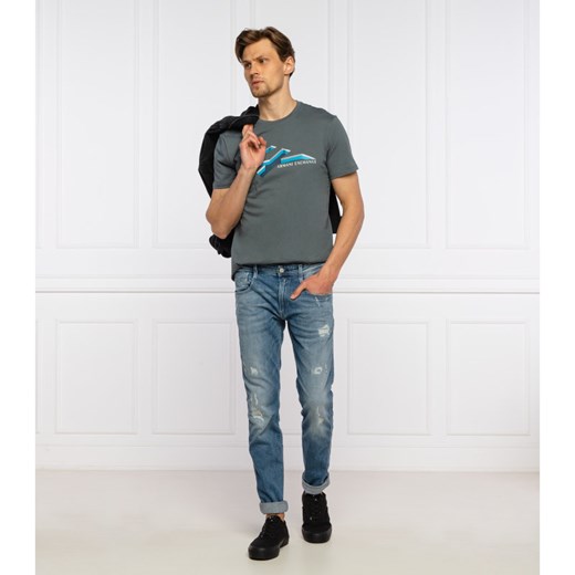 T-shirt męski Armani Exchange szary z krótkim rękawem młodzieżowy 