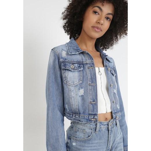 Niebieska Kurtka Jeansowa Theamohsa S Born2be Odzież