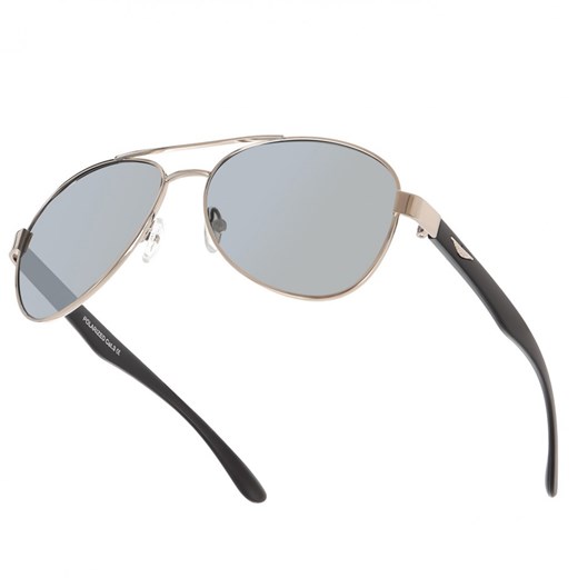 Pilotki Polaryzacyjne okulary aviator Lustrzanki srebrno czarne POL-65C Polarzone Stylion