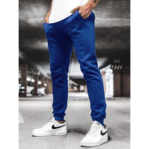 Spodnie dresowe męskie kobaltowe OZONEE JS/XW01 ze sklepu ozonee.pl w kategorii Spodnie męskie - zdjęcie 112317989