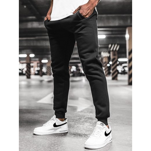 Spodnie dresowe męskie czarne OZONEE JS/XW01 ze sklepu ozonee.pl w kategorii Spodnie męskie - zdjęcie 112318028
