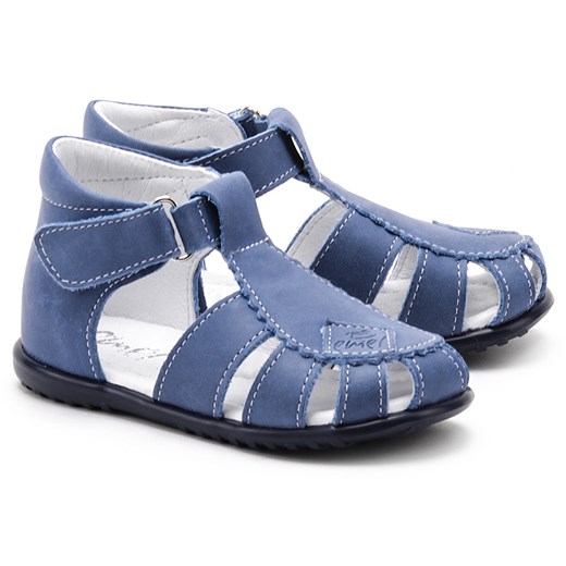 Roczki - Granatowe Skórzane Sandały Dziecięce - E 2206-3 mivo niebieski dziecięce