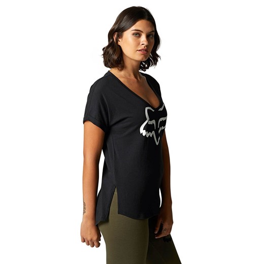 Fox bluzka damska w stylu młodzieżowym z bawełny z napisem z okrągłym dekoltem 