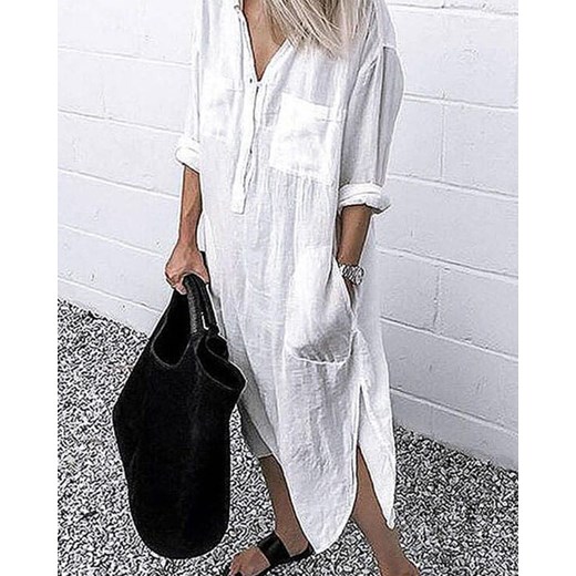 Sukienka Kendallme z długimi rękawami w stylu boho z dekoltem w serek maxi