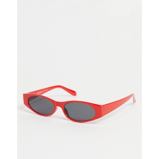 AJ Morgan – Męskie okulary przeciwsłoneczne w wąskich, owalnych oprawkach w czerwonym kolorze No Size Asos Poland