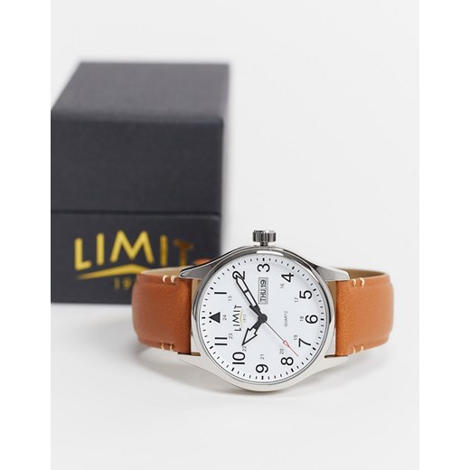Limit – Brązowy męski zegarek z paskiem z imitacji skóry i datownikiem Limit No Size Asos Poland