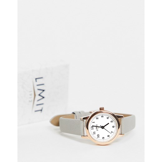 Limit – Damski zegarek ze sztucznej skóry w kolorze szarym z białą tarczą-Black Limit No Size Asos Poland
