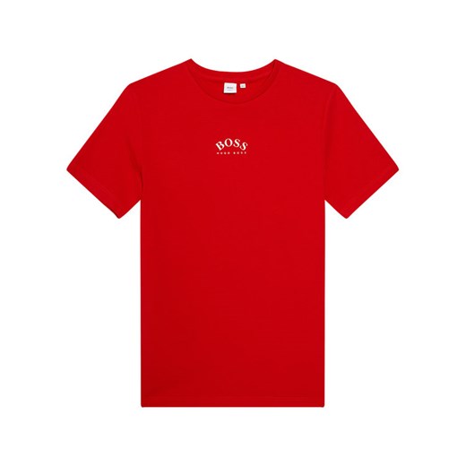 T-shirt chłopięce czerwony BOSS HUGO z krótkimi rękawami 
