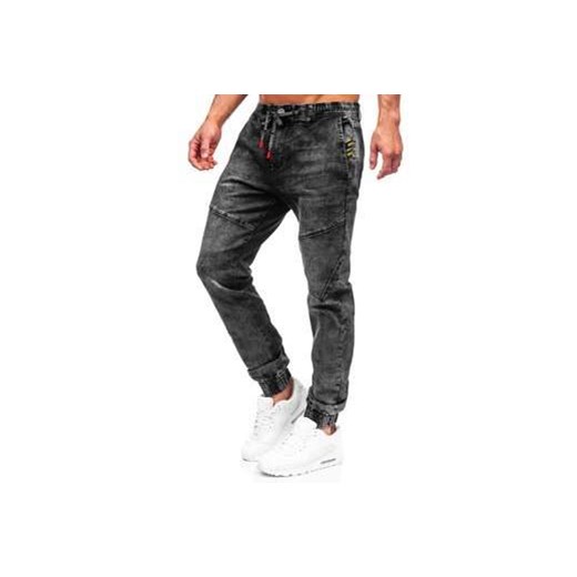 Czarne spodnie jeansowe joggery męskie Denley T369 31/M wyprzedaż Denley
