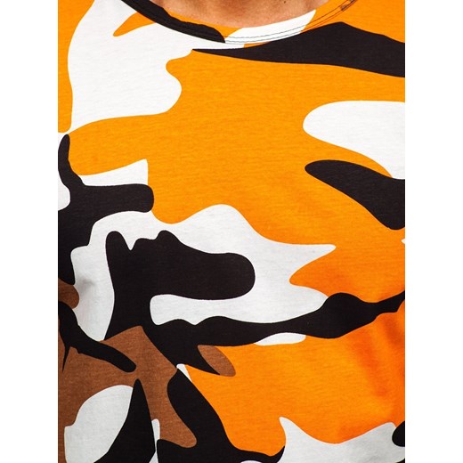 Pomarańczowy bawełniany T-shirt męski z nadrukiem moro Denley 14930 M wyprzedaż Denley