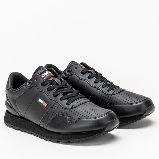 Buty sportowe męskie czarne Tommy Jeans jesienne ze skóry