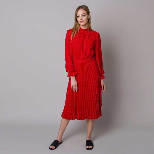 Sukienka czerwona Willsoor z długim rękawem midi 